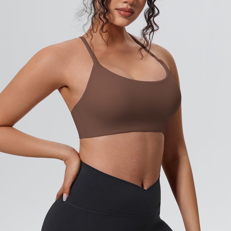 Womens Seamless Supportive Yoga Gym Sports Bra Shockproof Running Chest Pad Top