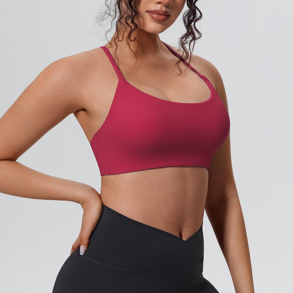 Womens Seamless Supportive Yoga Gym Sports Bra Shockproof Running Chest Pad Top