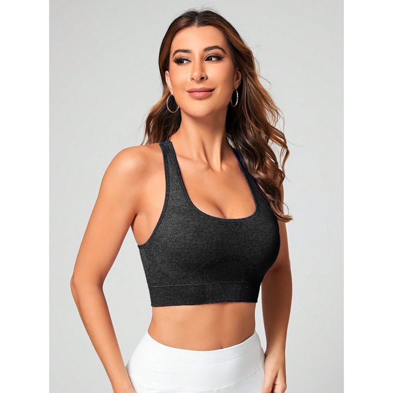 Womens Seamless Sports Bra Breathable Racerback Yoga Crop Top