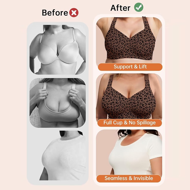 ComfortLift Plus Size Wireless Jelly Bra Seamless Support Bra Full Coverage Comfort