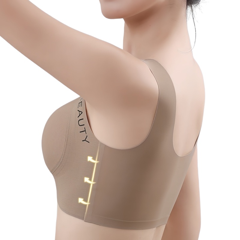 ComfortCurve Seamless Ribbed Wireless Push Up Bra Plus Size