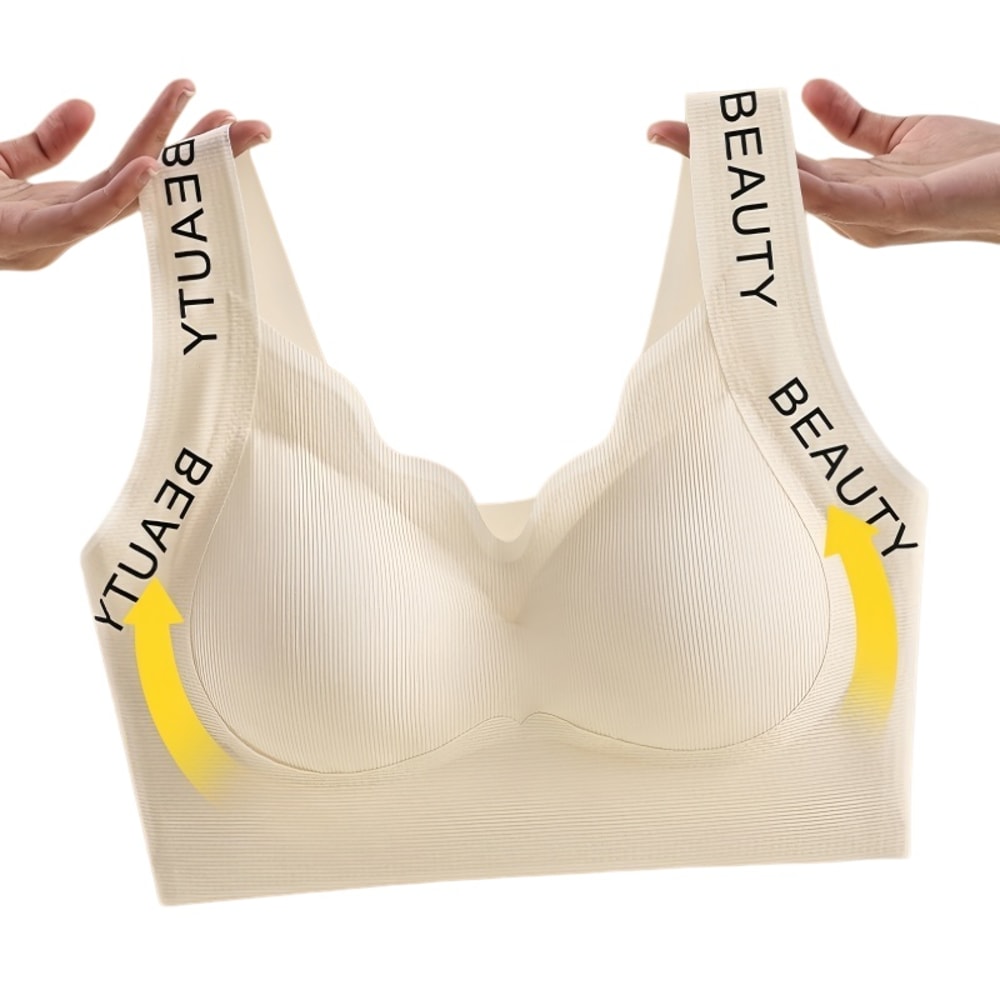 ComfortCurve Seamless Ribbed Wireless Push Up Bra Plus Size