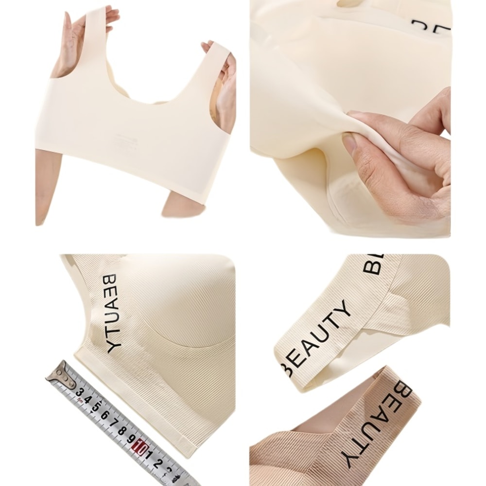 ComfortCurve Seamless Ribbed Wireless Push Up Bra Plus Size
