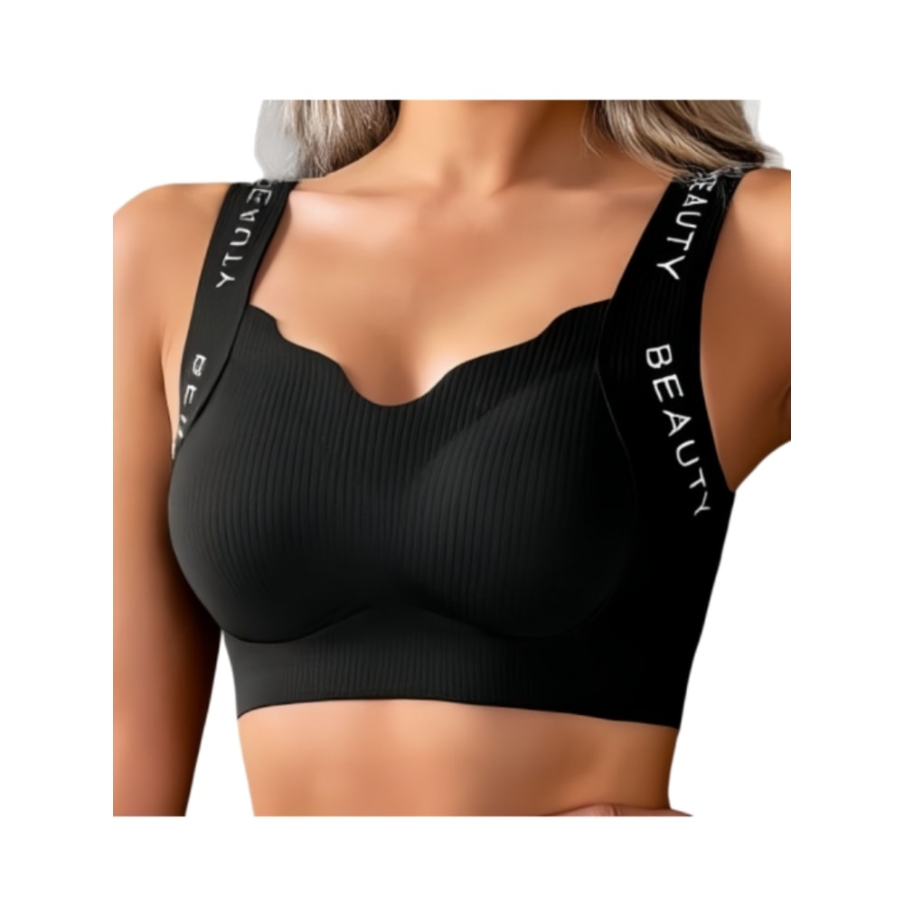 ComfortCurve Seamless Ribbed Wireless Push Up Bra Plus Size