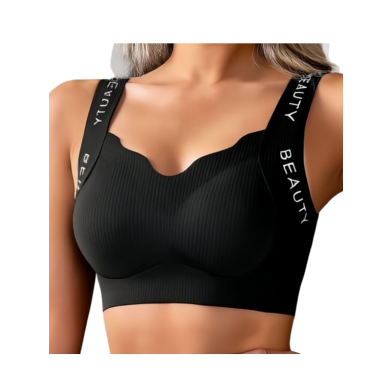 ComfortCurve Seamless Ribbed Wireless Push Up Bra Plus Size