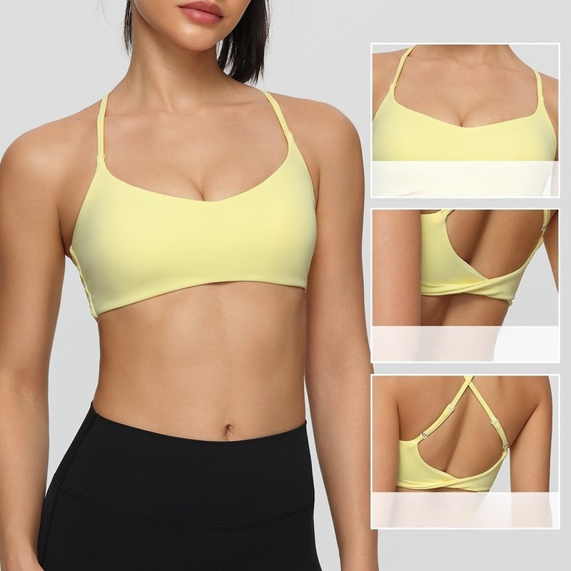 Womens High Support Shockproof Sports Bra With Back Cross Straps 1