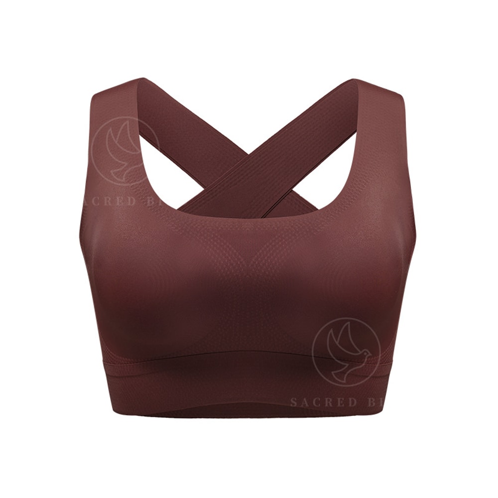 Wireless Seamless Breathable Sports Bra With Cross Back Straps 4
