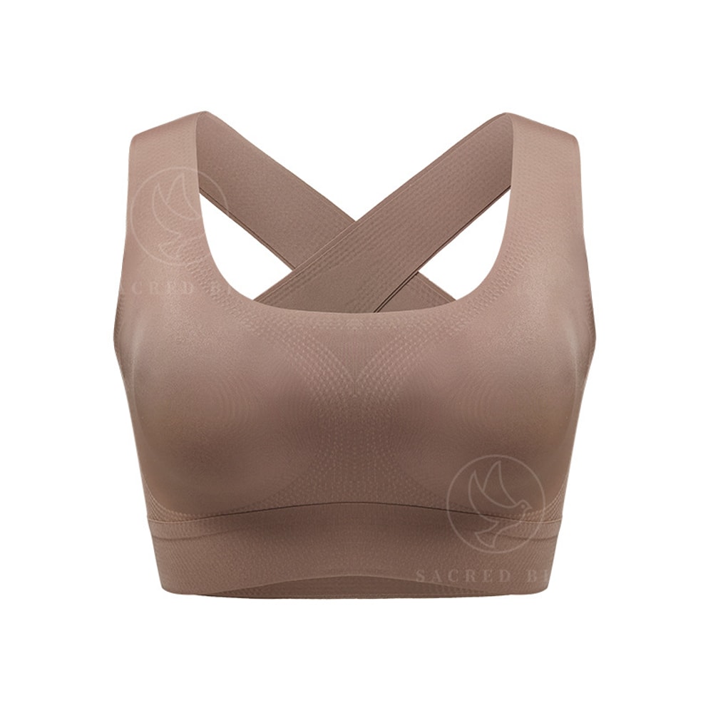 Wireless Seamless Breathable Sports Bra With Cross Back Straps 3