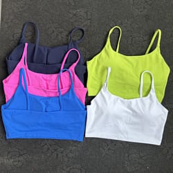 womens fitness sports bra with spaghetti straps gym & yoga top