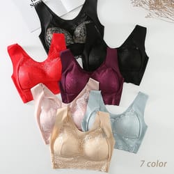 plus size lace wireless bralette comfort lift push up bra