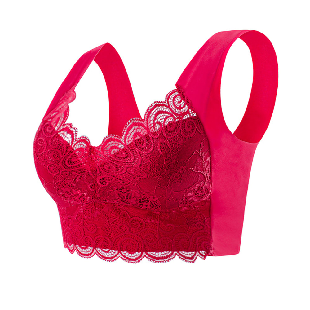 Plus Size Lace Wireless Bralette Comfort Lift Push Up Bra 5