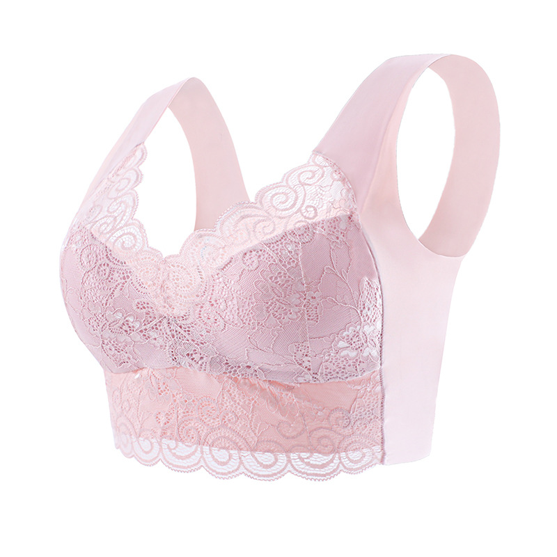 Plus Size Lace Wireless Bralette Comfort Lift Push Up Bra 6