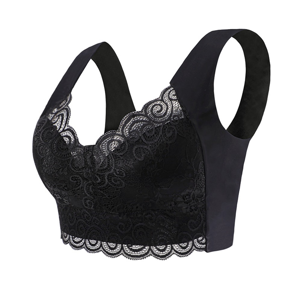 Plus Size Lace Wireless Bralette Comfort Lift Push Up Bra 7