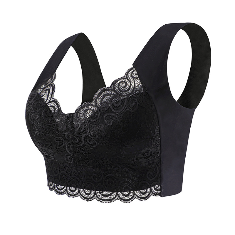 Plus Size Lace Wireless Bralette Comfort Lift Push Up Bra 7