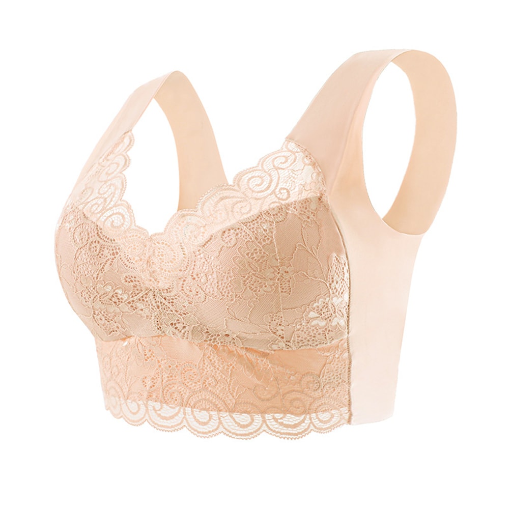 Plus Size Lace Wireless Bralette Comfort Lift Push Up Bra 8