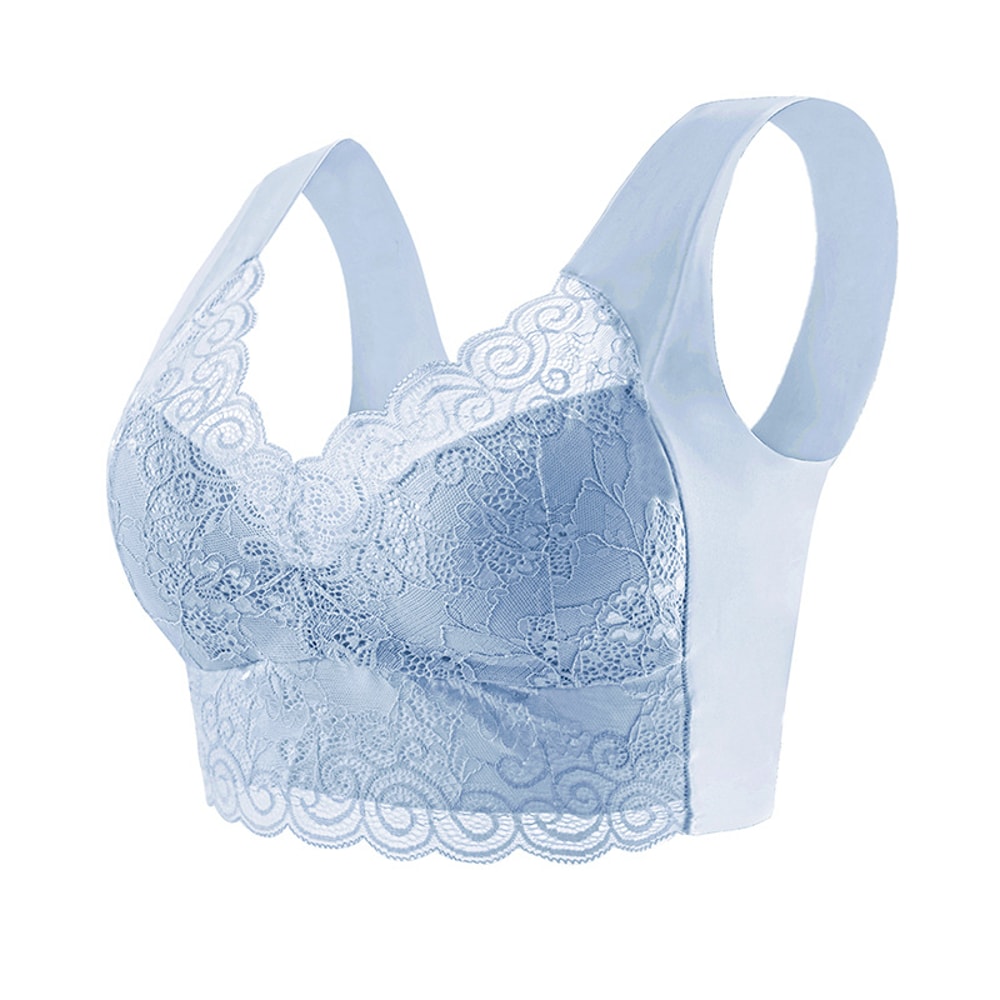 Plus Size Lace Wireless Bralette Comfort Lift Push Up Bra 9