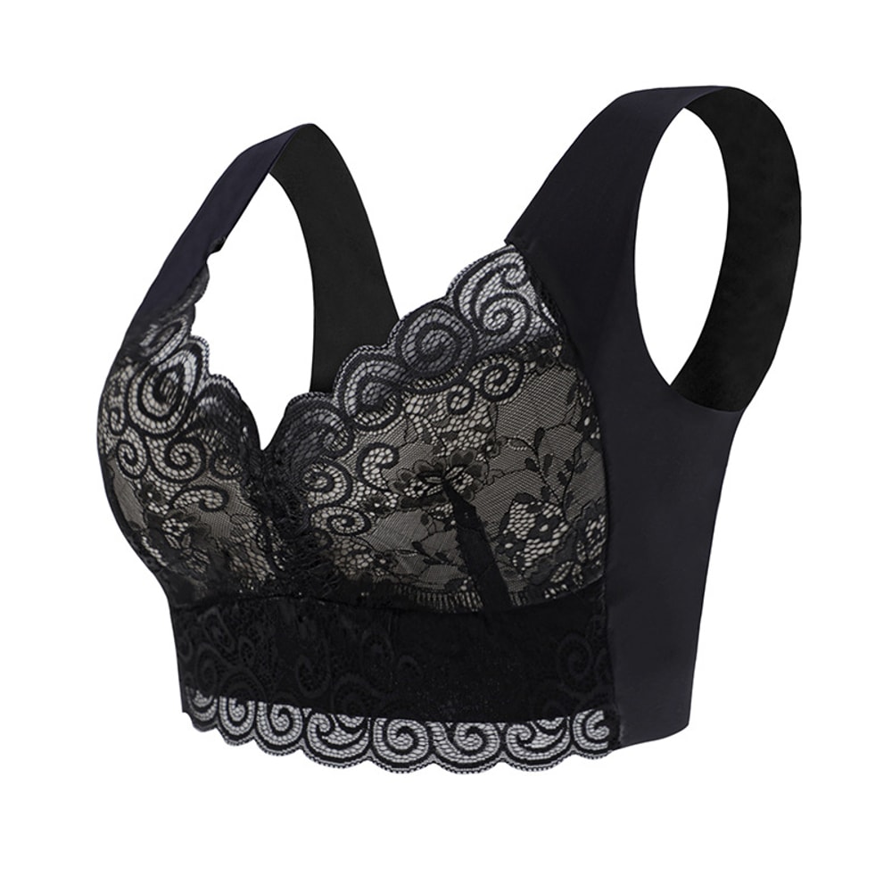 Plus Size Lace Wireless Bralette Comfort Lift Push Up Bra 10