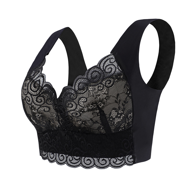 Plus Size Lace Wireless Bralette Comfort Lift Push Up Bra 10