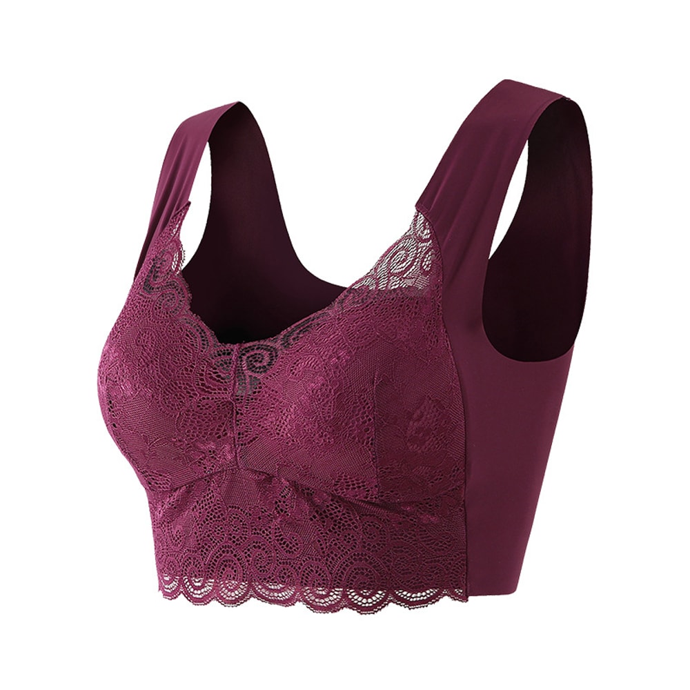 Plus Size Lace Wireless Bralette Comfort Lift Push Up Bra 11