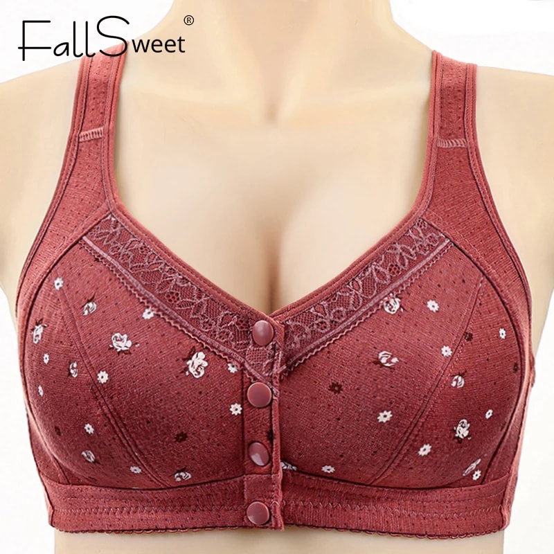 Plus Size Comfort Front Closure Wireless Cotton Bra 2