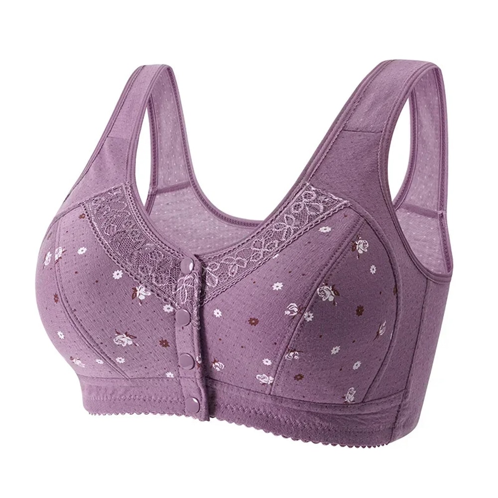Plus Size Comfort Front Closure Wireless Cotton Bra 6