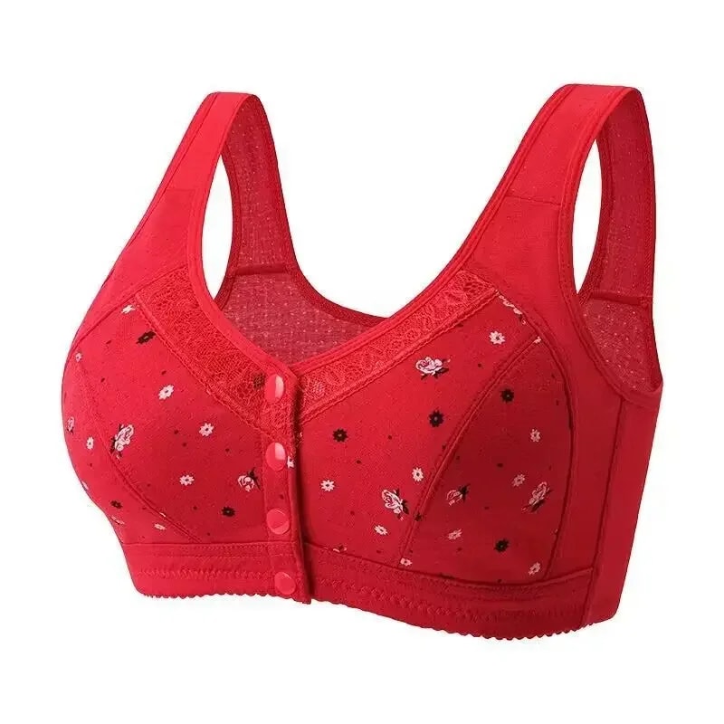 Plus Size Comfort Front Closure Wireless Cotton Bra 7