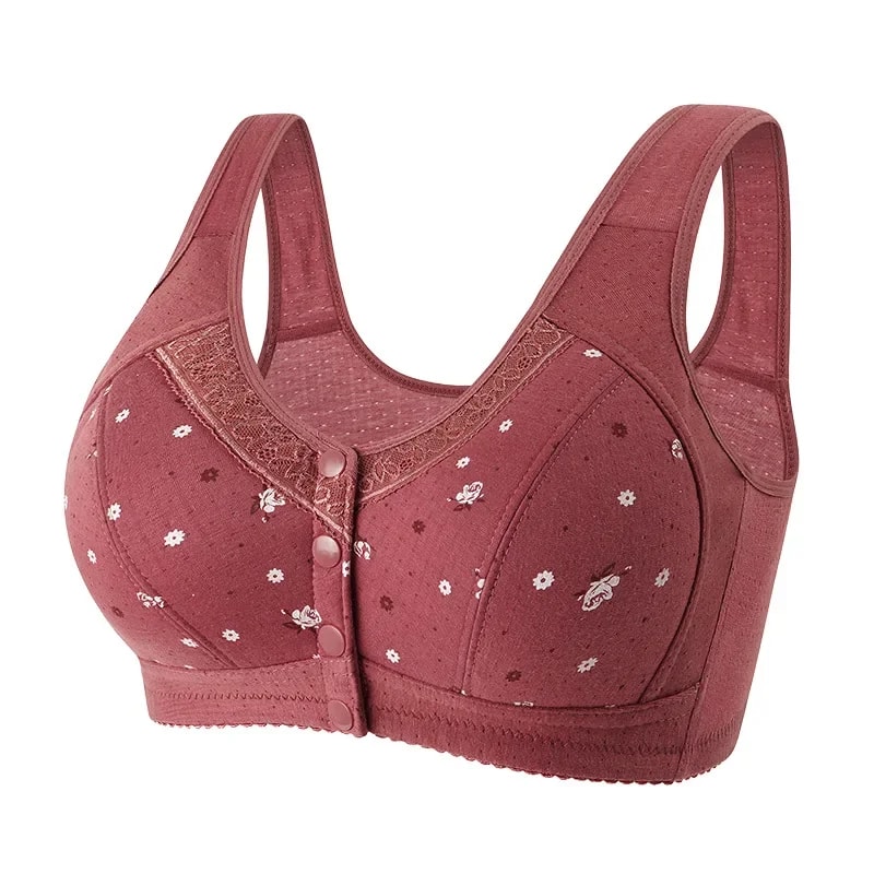 Plus Size Comfort Front Closure Wireless Cotton Bra 11