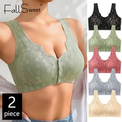 fallsweet lace front wireless bra plus size bralette comfort & seamless fit