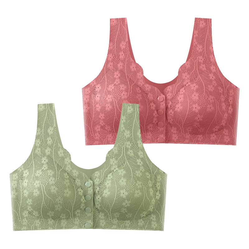 FallSweet Lace Front Wireless Bra Plus Size Bralette Comfort Seamless Fit 5