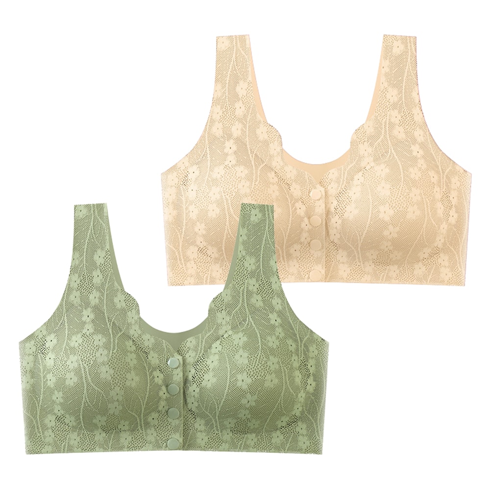 FallSweet Lace Front Wireless Bra Plus Size Bralette Comfort Seamless Fit 8