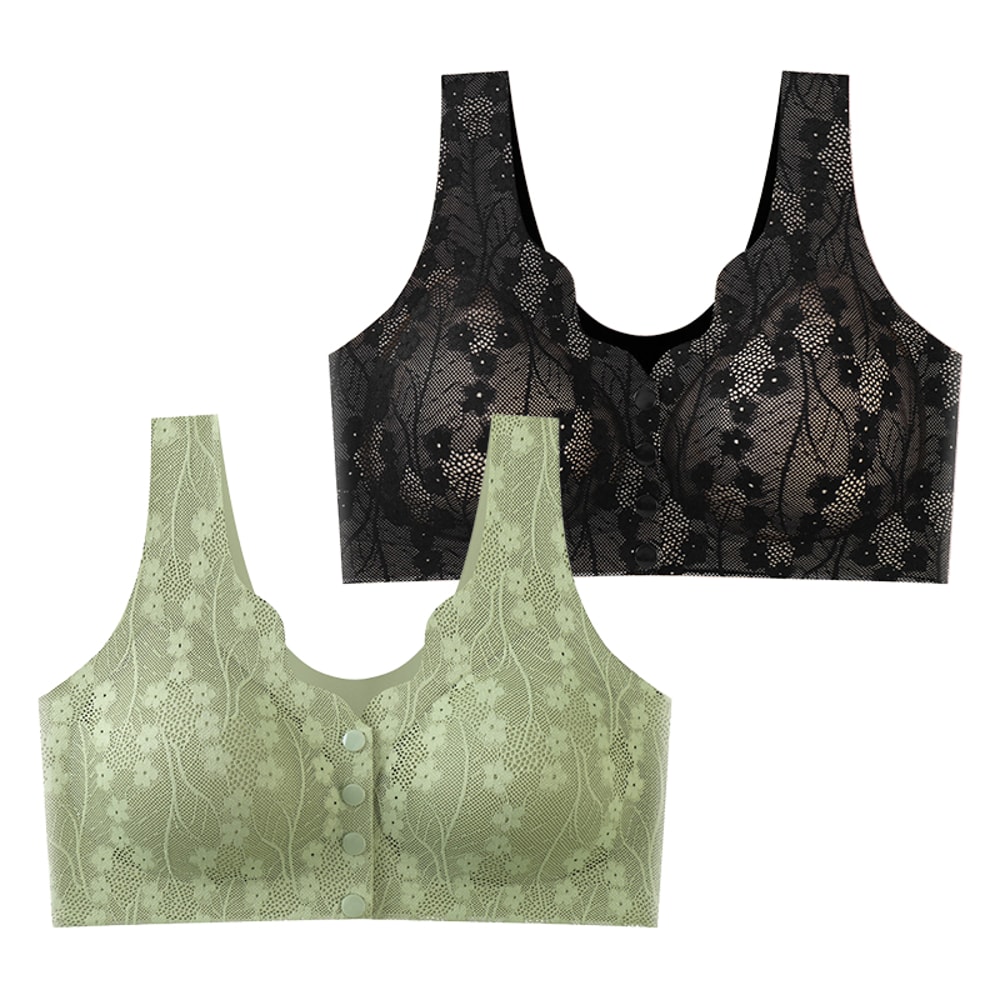 FallSweet Lace Front Wireless Bra Plus Size Bralette Comfort Seamless Fit 7
