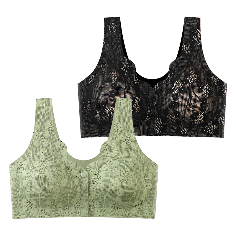 FallSweet Lace Front Wireless Bra Plus Size Bralette Comfort Seamless Fit 7