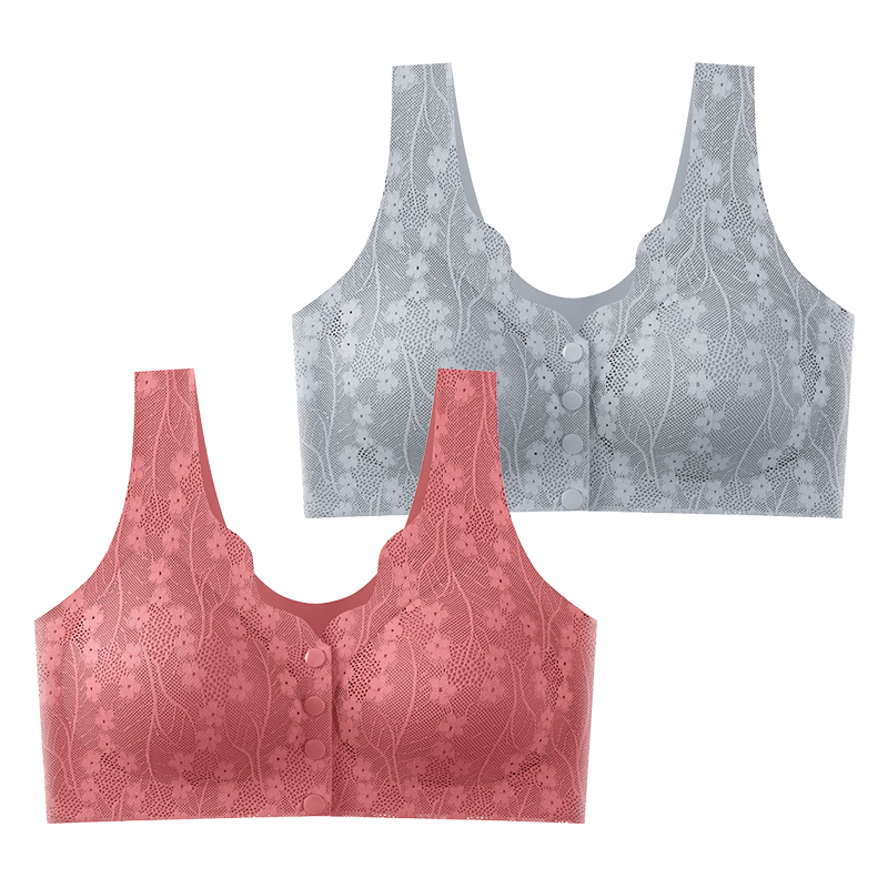 FallSweet Lace Front Wireless Bra Plus Size Bralette Comfort Seamless Fit 9