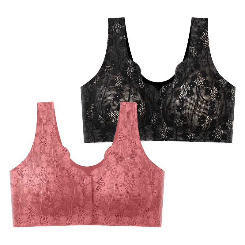 FallSweet Lace Front Wireless Bra Plus Size Bralette Comfort Seamless Fit 10