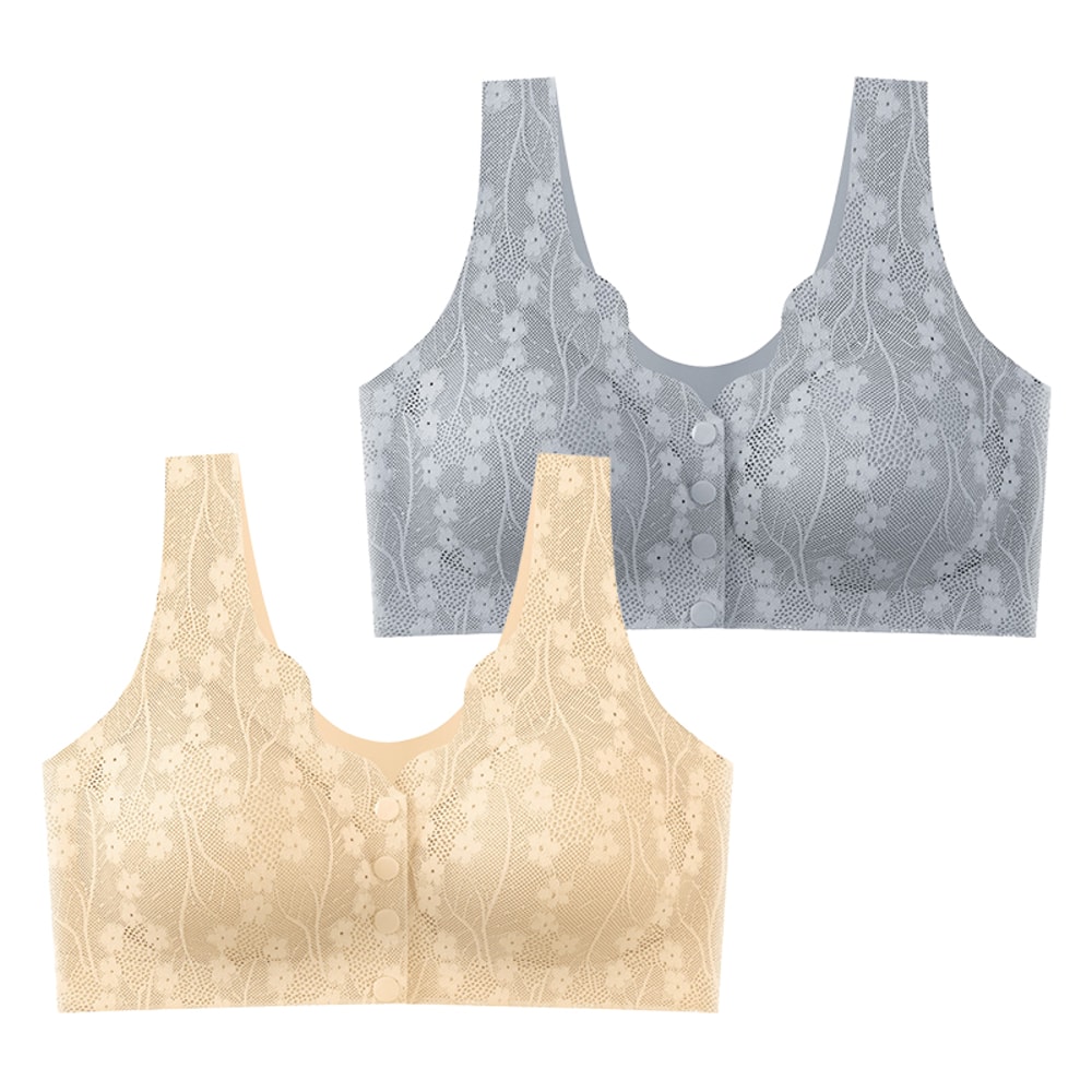 FallSweet Lace Front Wireless Bra Plus Size Bralette Comfort Seamless Fit 12