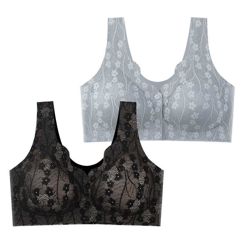 FallSweet Lace Front Wireless Bra Plus Size Bralette Comfort Seamless Fit 13