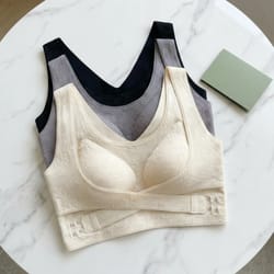 comfortfit plus size front closure seamless push up bra with cross back support