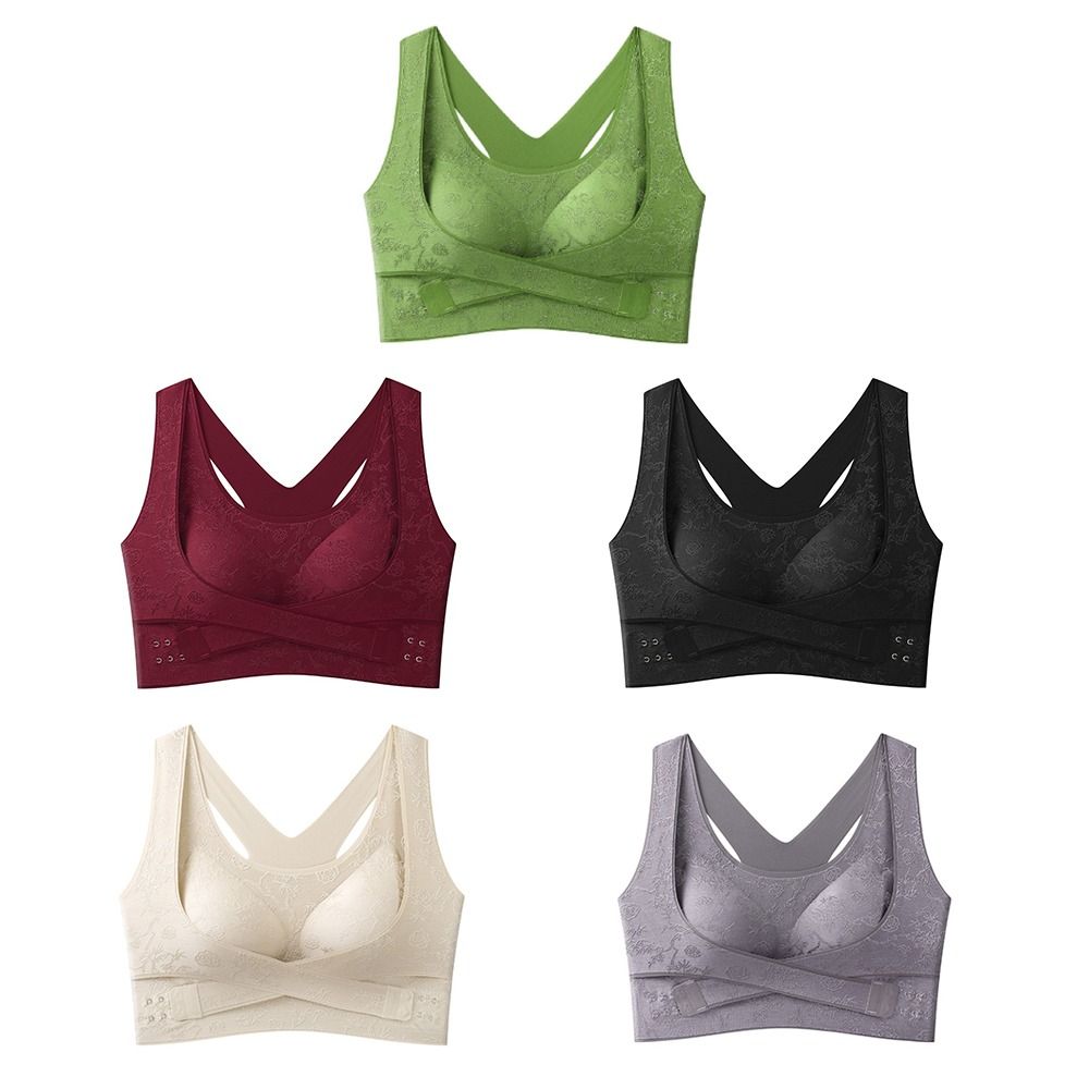 ComfortFit Plus Size Front Closure Seamless Push Up Bra With Cross Back Support 4