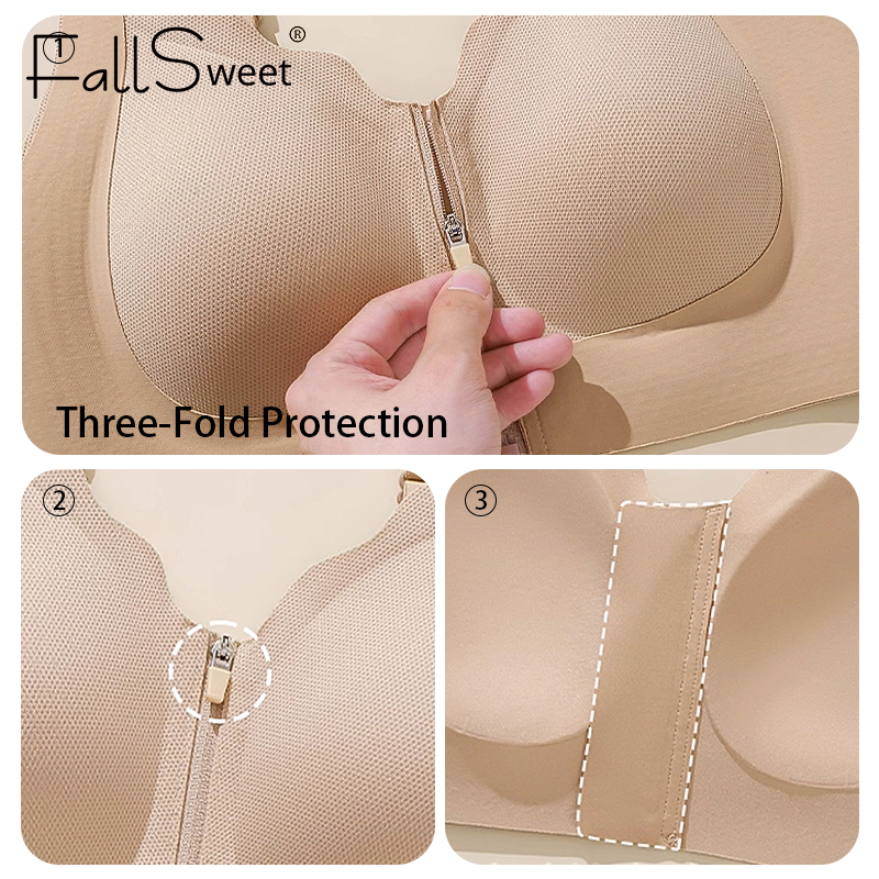 ComfortFit Zip Front Wireless Sports Bra Seamless Push Up Bralette 1