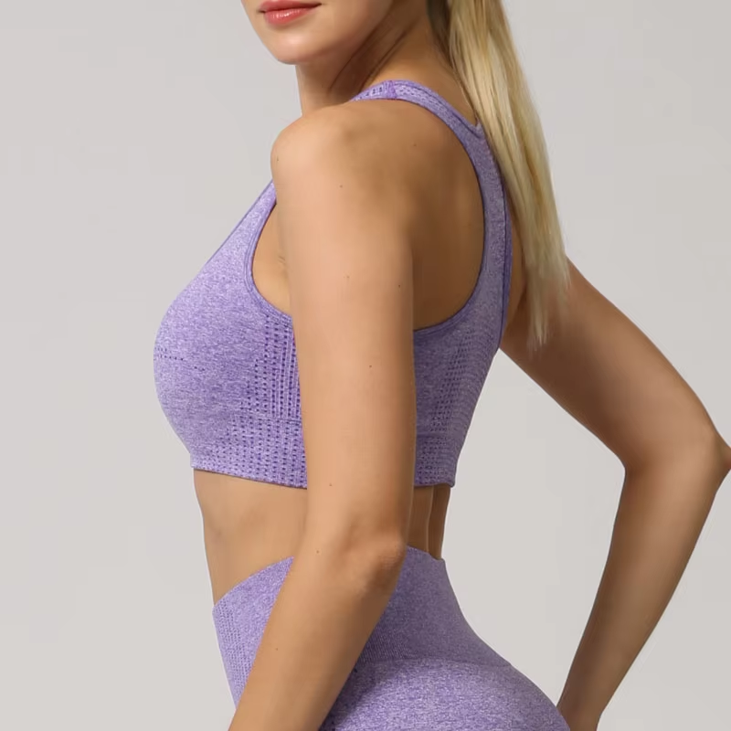 High Support Seamless Padded Yoga Bra High Impact Sports Bra Crop Top for Women