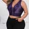 Purple Plus Size Embroidered Front Closure Plunge Push Up Bra