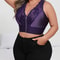 Purple Plus Size Embroidered Front Closure Plunge Push Up Bra
