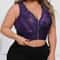 Purple Plus Size Embroidered Front Closure Plunge Push Up Bra