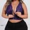 Purple Plus Size Embroidered Front Closure Plunge Push Up Bra