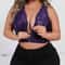 Purple Plus Size Embroidered Front Closure Plunge Push Up Bra