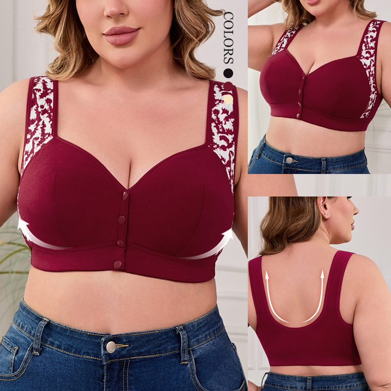 Plus Size Front Closure Wireless Comfort Bra Seamless Full Coverage Support