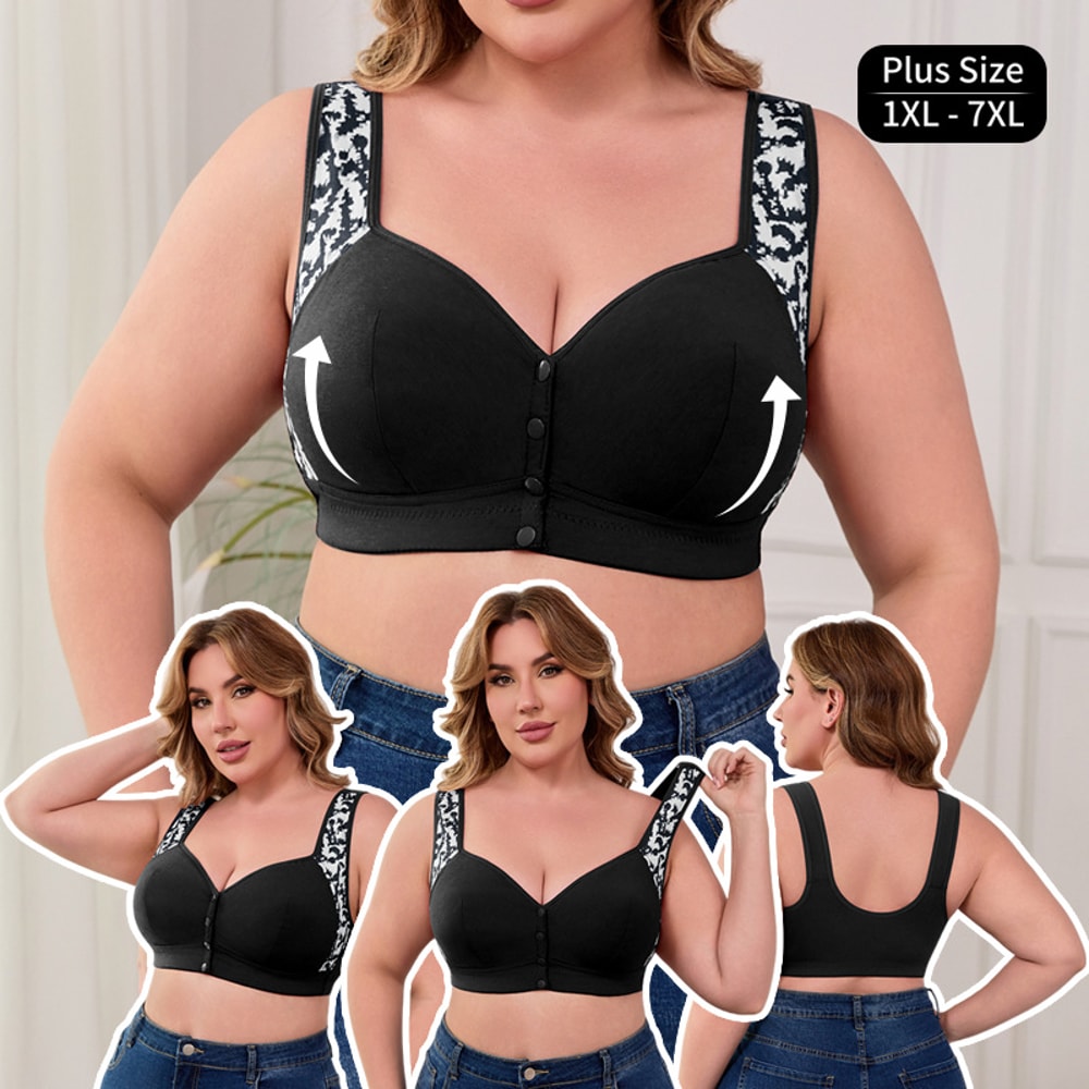 Plus Size Front Closure Wireless Comfort Bra Seamless Full Coverage Support