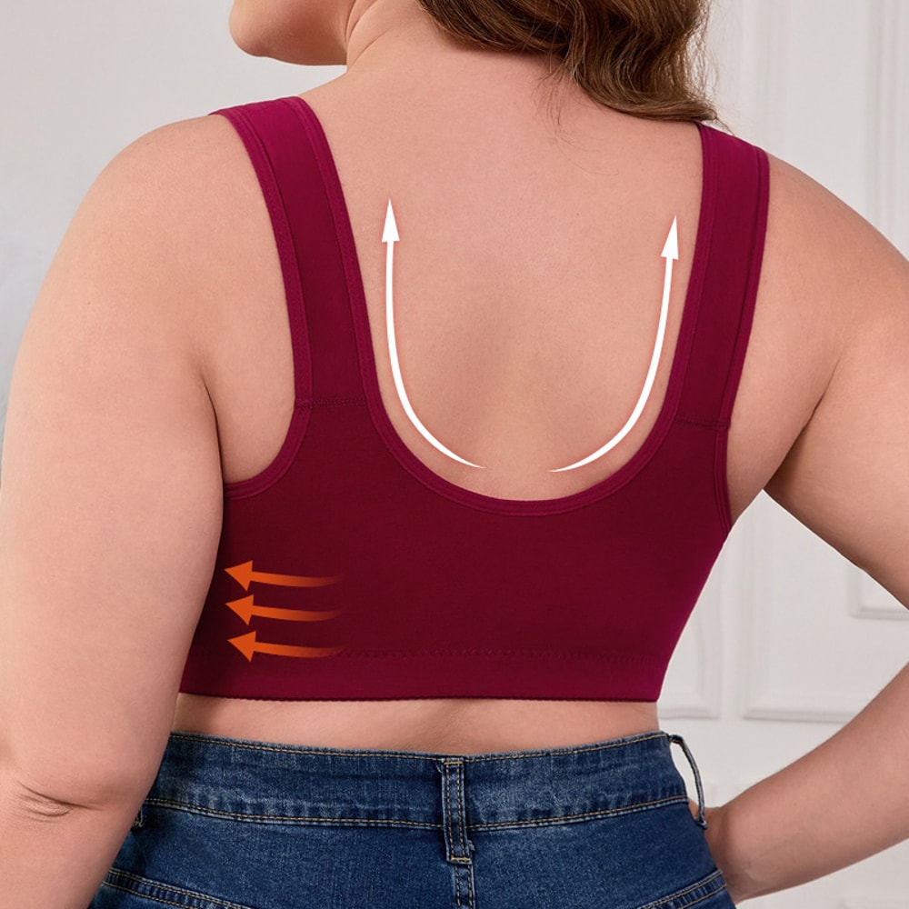 Plus Size Front Closure Wireless Comfort Bra Seamless Full Coverage Support