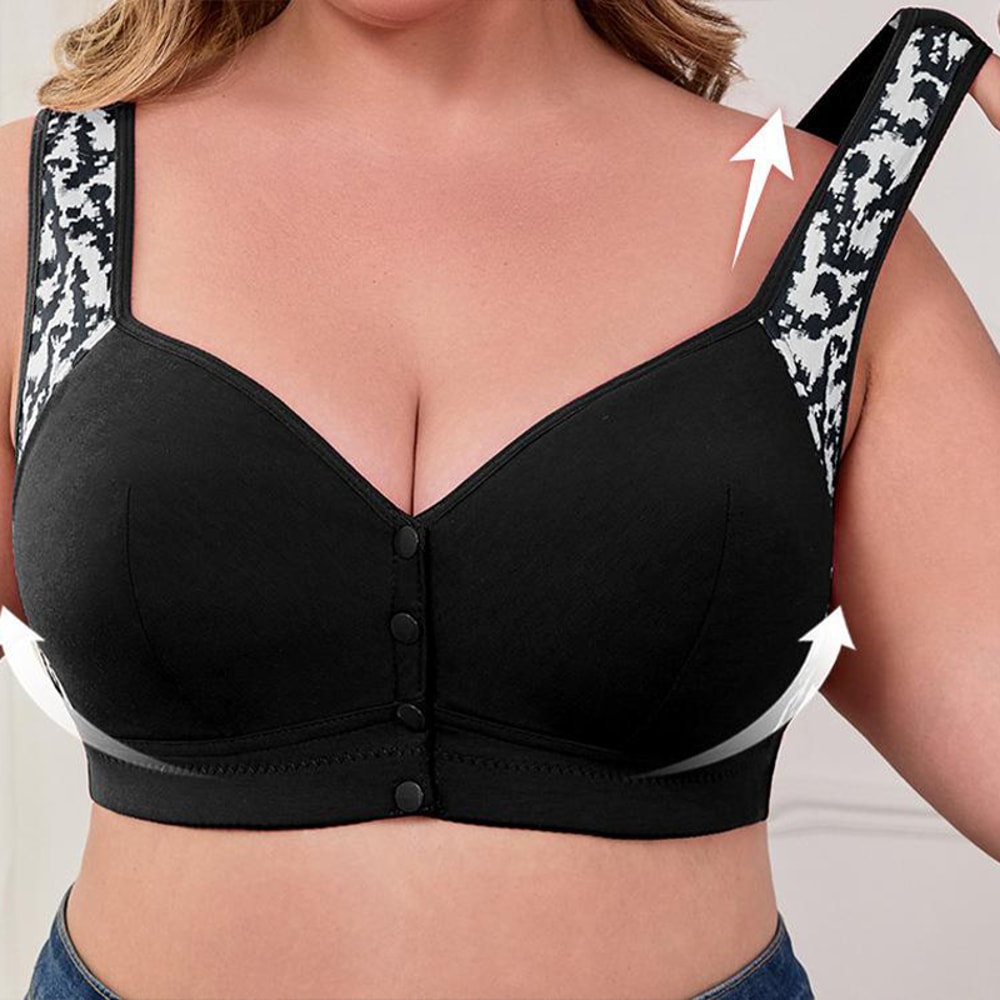 Plus Size Front Closure Wireless Comfort Bra Seamless Full Coverage Support