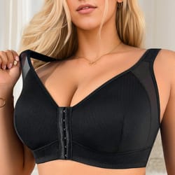 plus size wireless full coverage front closure comfort bra